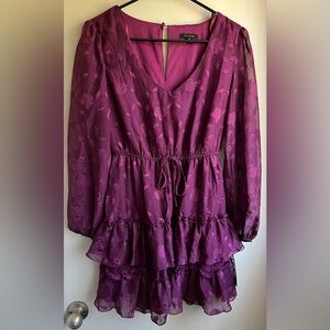 NWT City Studio Purple Ruffled Tiered Long Sleeve Dress